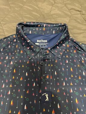 Bogey Bros Men’s Navy Sailboat Print Polo